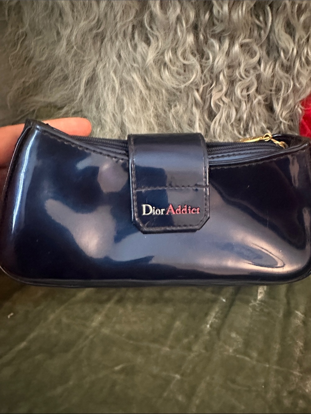 Dior Addict Navy Blue Patent Cosmetic Pouch GWP Christian Dior Makeup Bag